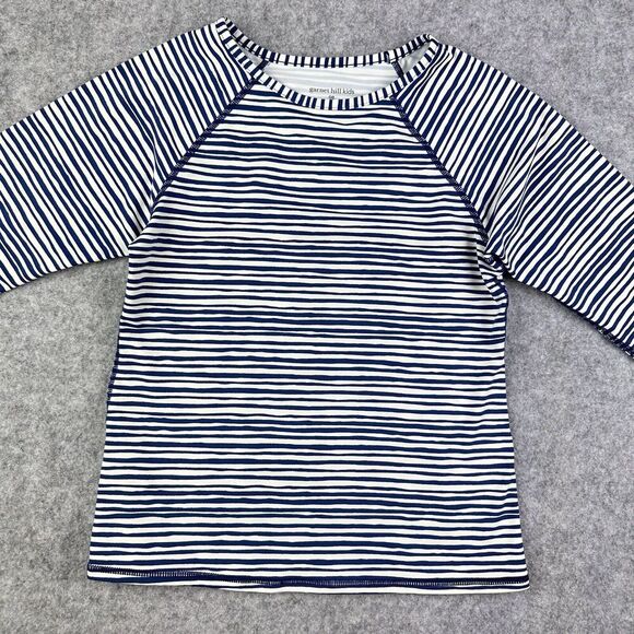 Garnet Hill Swim Shirt Top Kids Size 8 Blue Striped Rash Guard Long Sleeve Beach - Picture 2 of 14